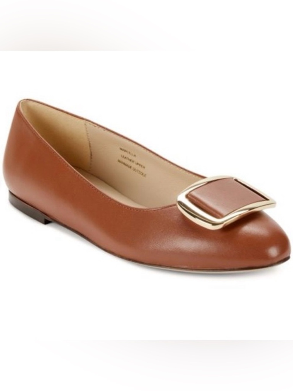 Bruno Magli Brown Leather Ballet Flat with Gold Buckle